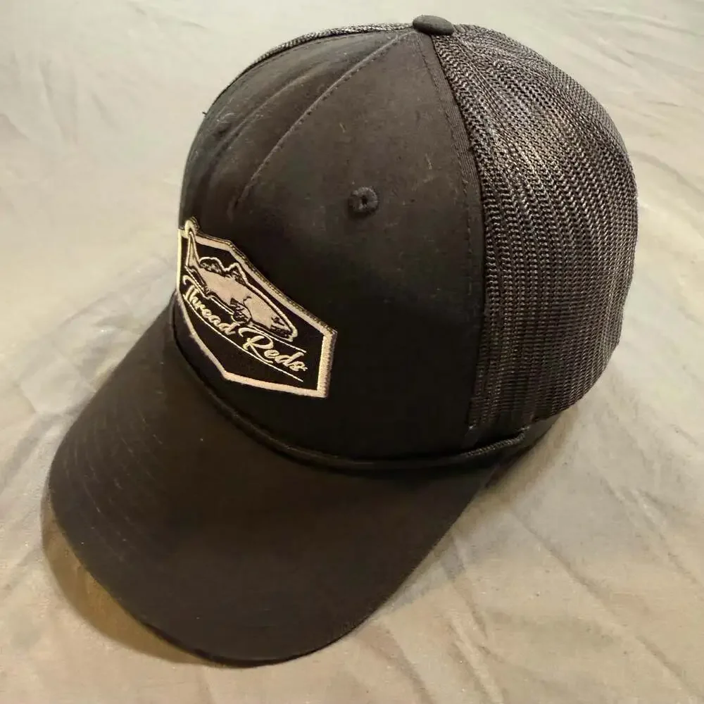 Thread Reds Fish Logo Richardson 112FPR Rope Trucker Snapback Hat Black - Picture 3 of 8